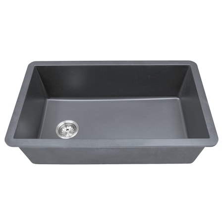 Ackland 31 in. x 19 in. Black Quartz Undermount Single Bowl Kitchen Sink 9 in. Deep Basin AKKQS-3119-GRY-SB